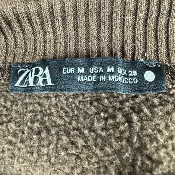 Zara Brown Cropped Crew Neck Sweatshirt Size M - Picture 4 of 6